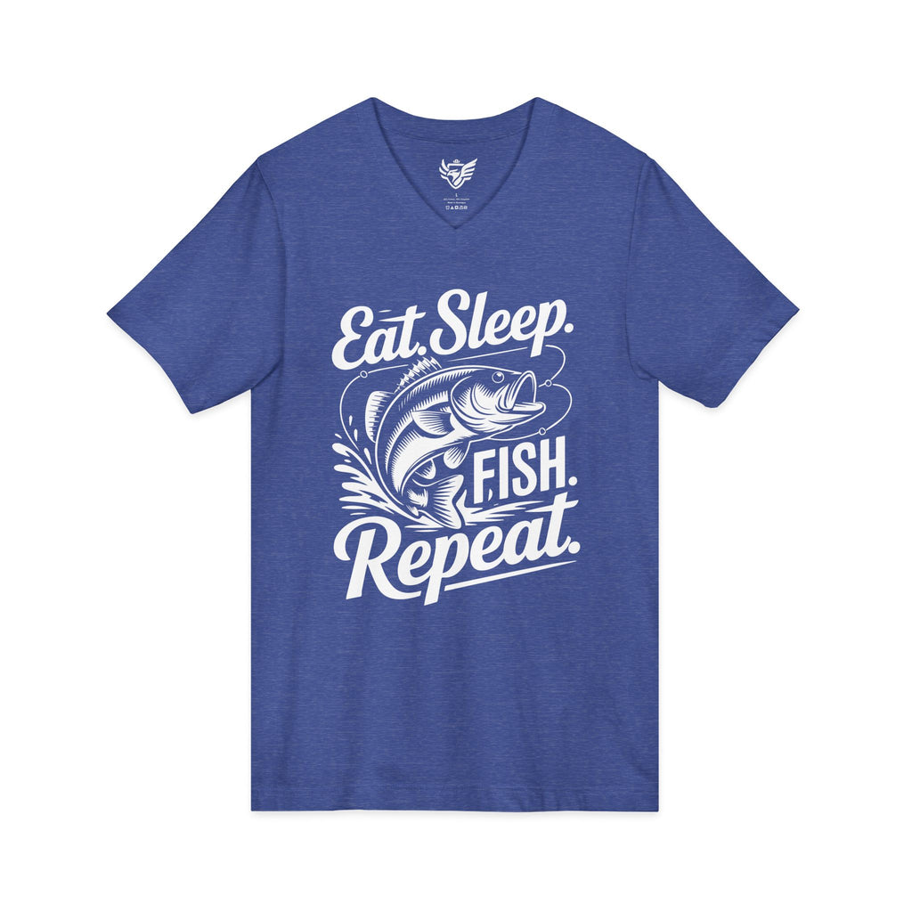 Eat Sleep Fish Repeat Jersey Short Sleeve V-Neck Tee