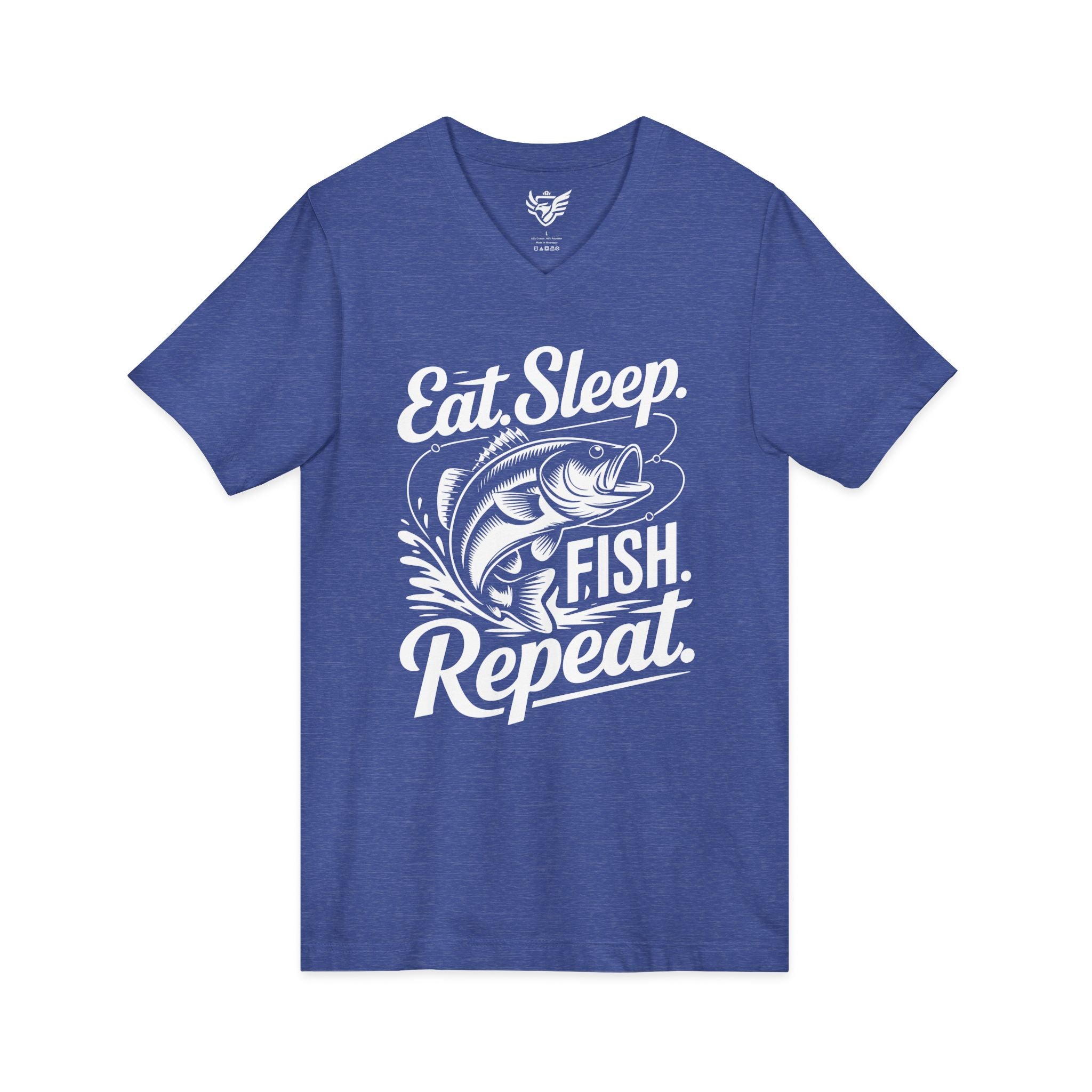 Eat Sleep Fish Repeat Jersey Short Sleeve V-Neck Tee