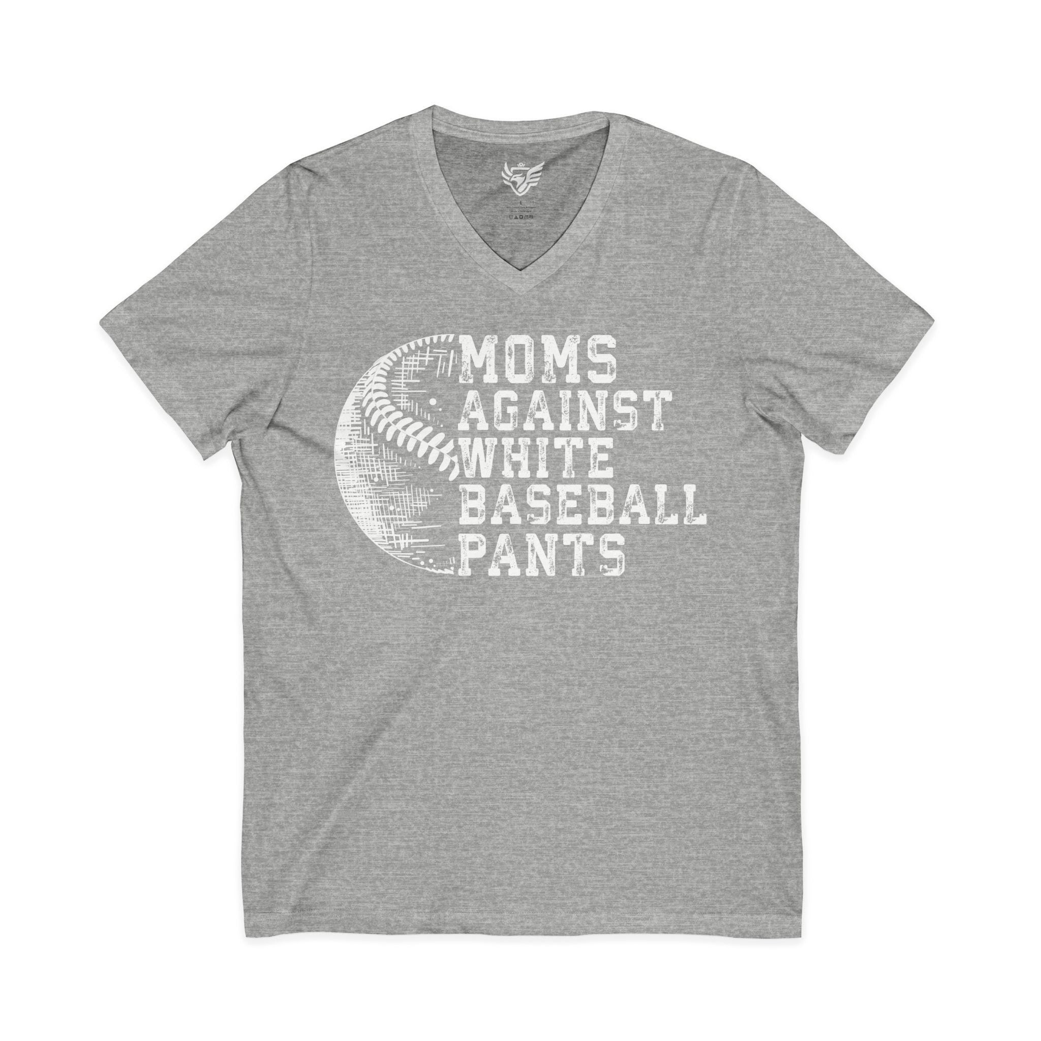 Mom's Against White Baseball Pants Jersey Short Sleeve V-Neck Tee