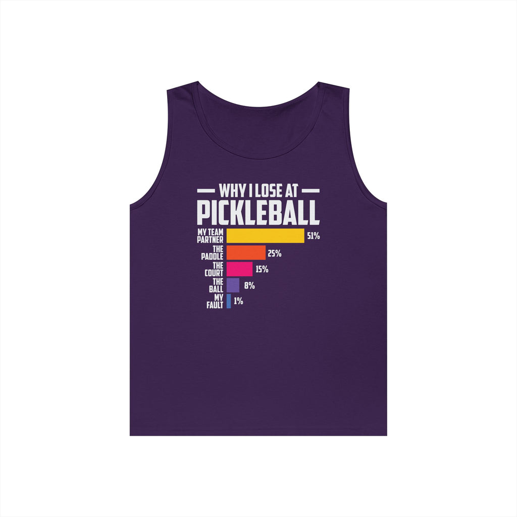 Why I Lose At Pickleball Heavy Cotton Tank Top