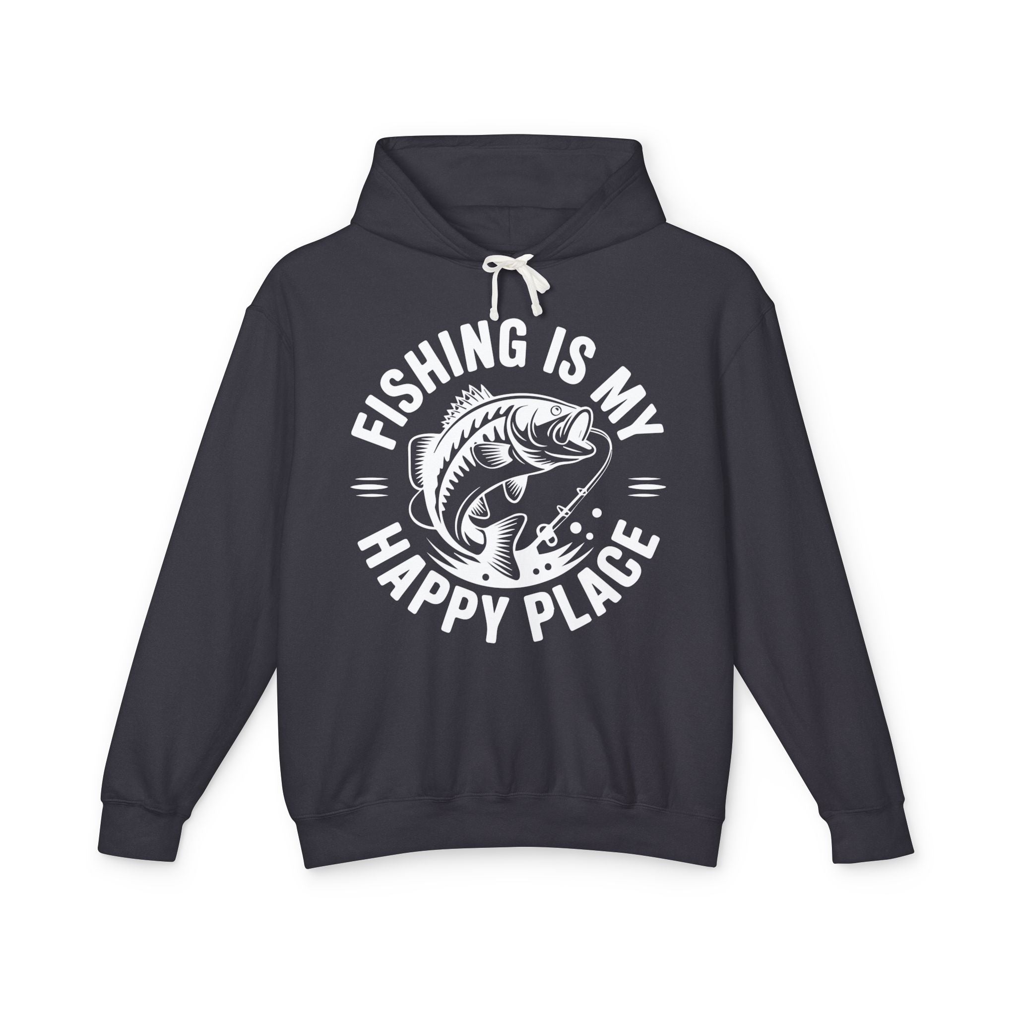 Fishing Is My Happy Place Lightweight Hooded Sweatshirt
