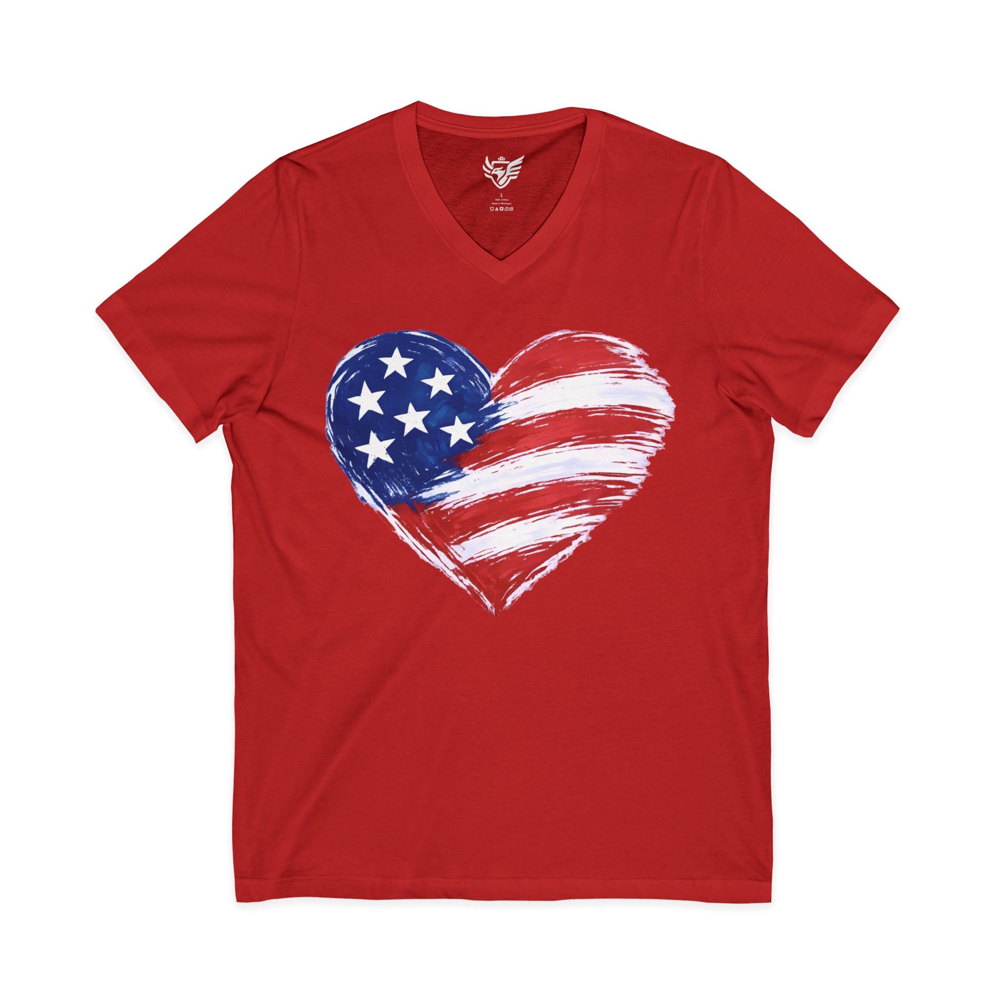 Heart Flag Jersey Short Sleeve V-Neck Tee