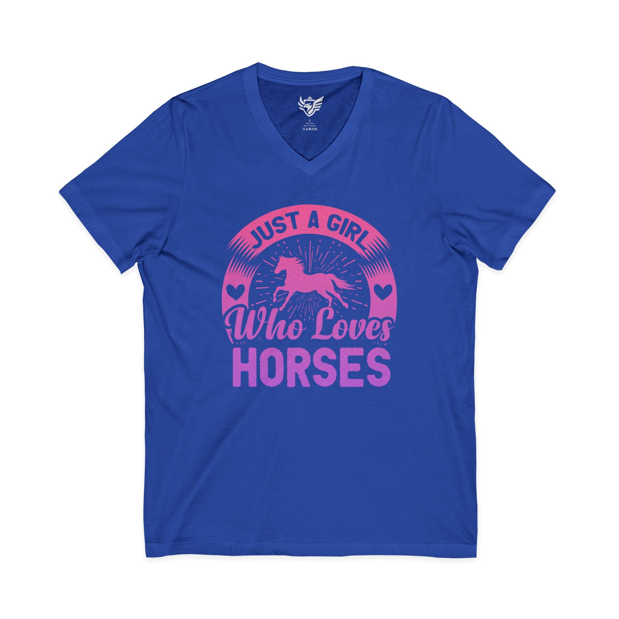 Just a Girl Who Loves Horses Jersey Short Sleeve V-Neck Tee