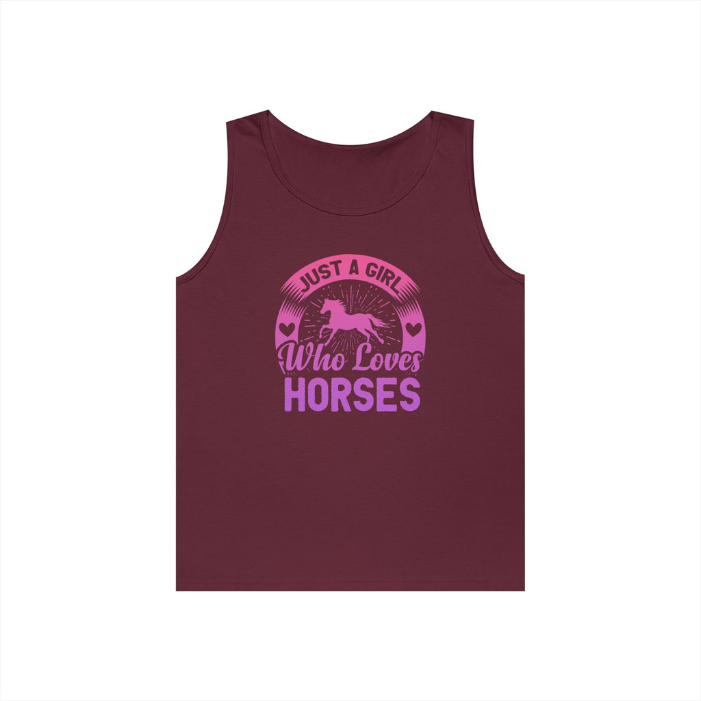Just a Girl Who Loves Horses Heavy Cotton Tank Top