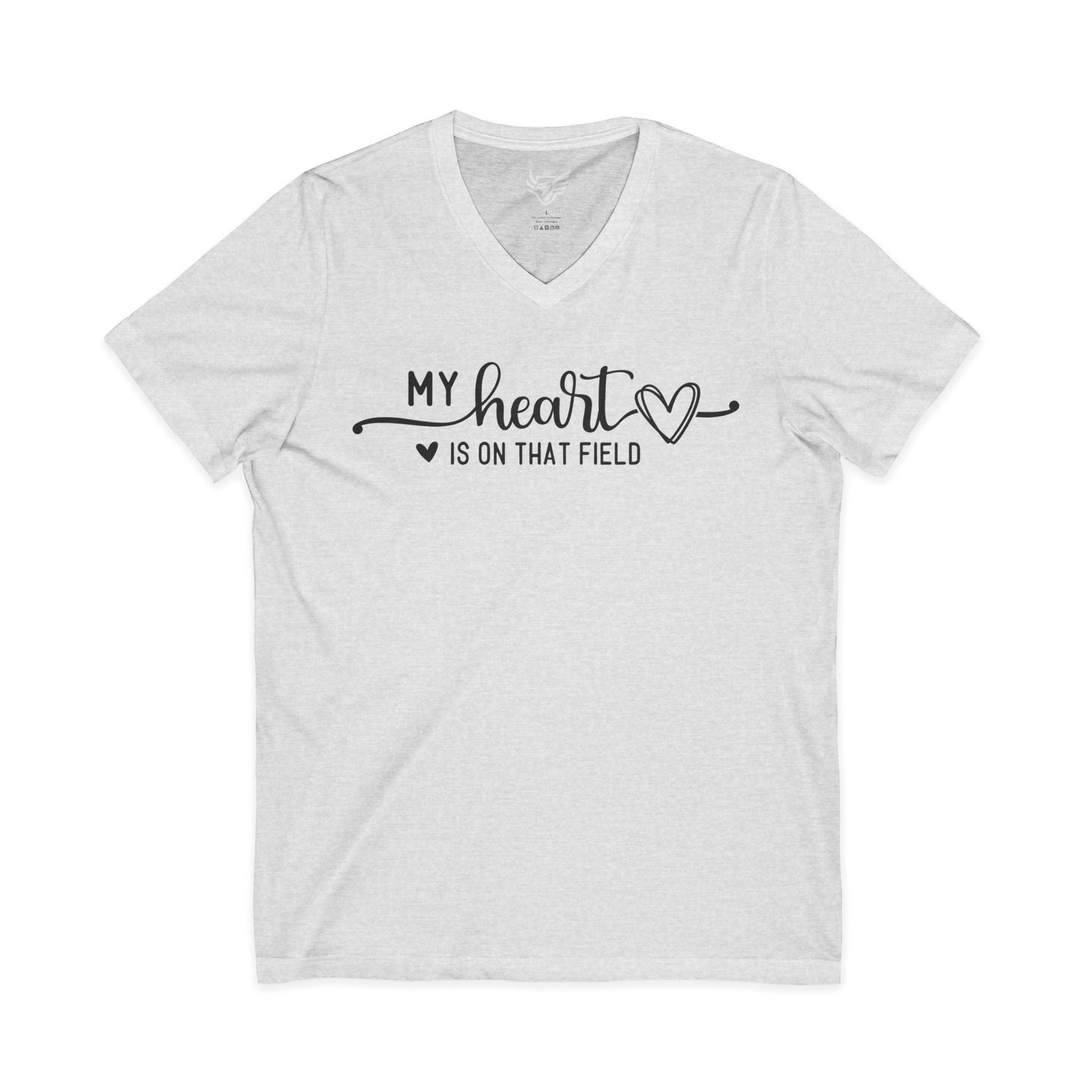 My Heart is on that Field Jersey Short Sleeve V-Neck Tee