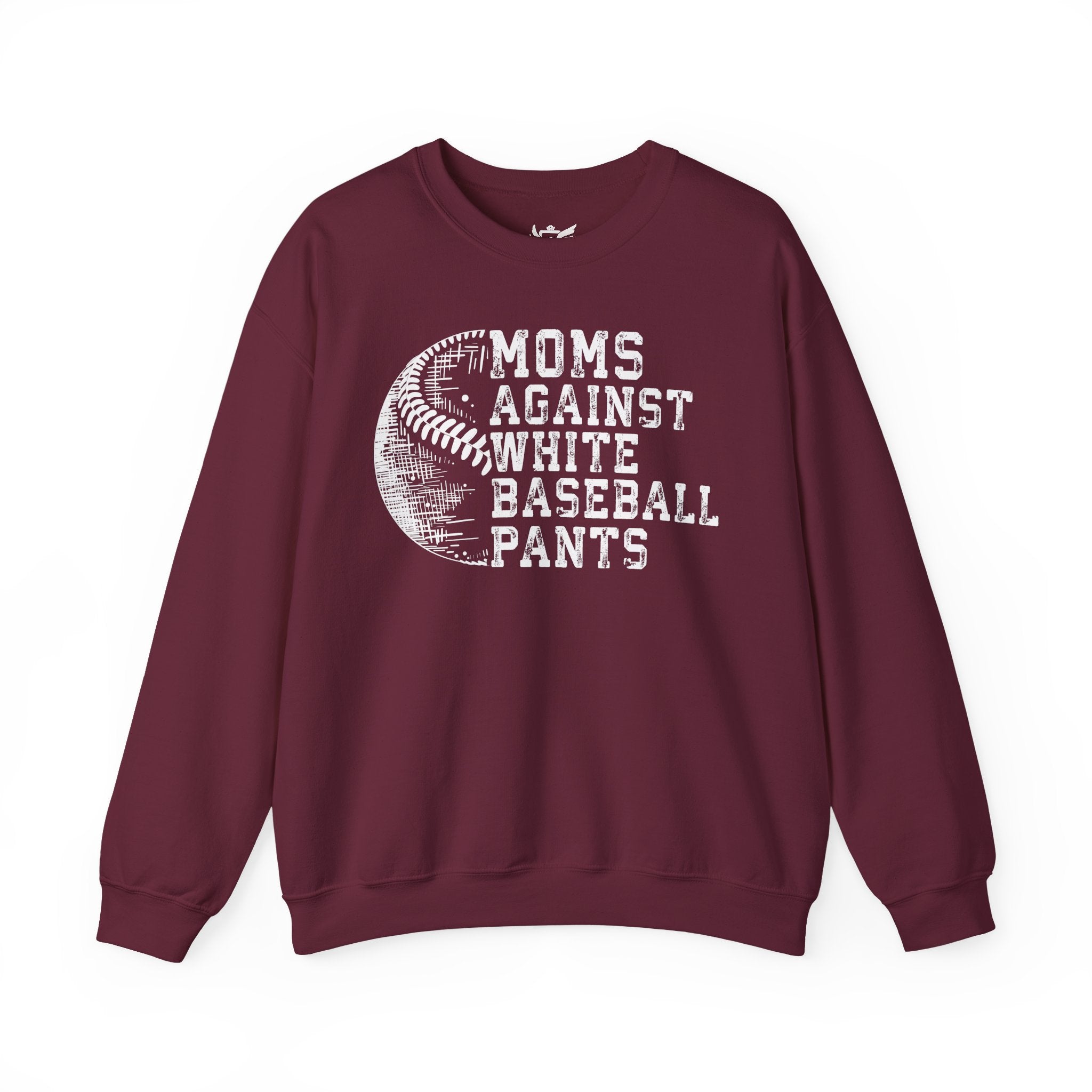 Mom's Against White Baseball Pants Heavy Blend™ Crewneck Sweatshirt