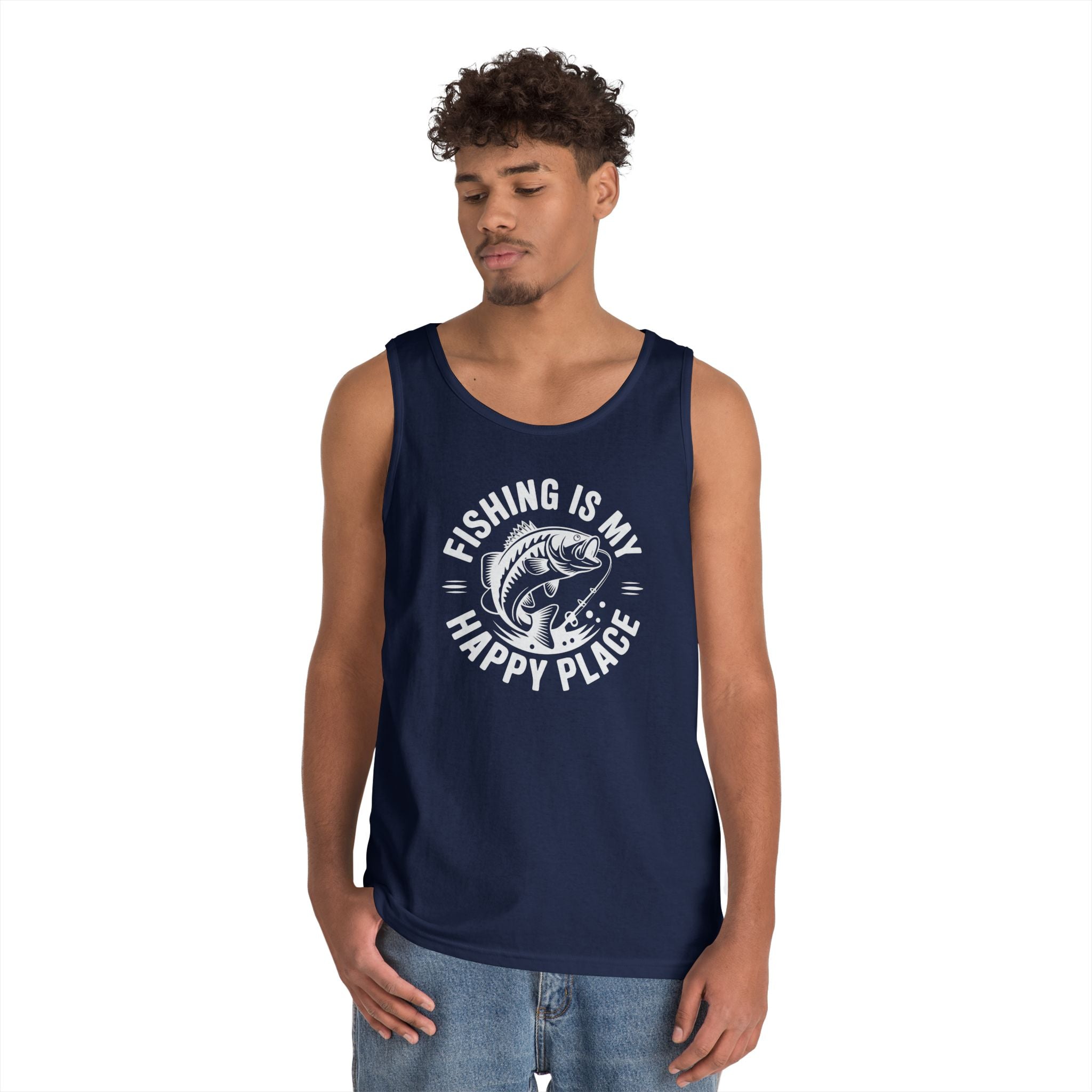 Fishing Is My Happy Place Heavy Cotton Tank Top