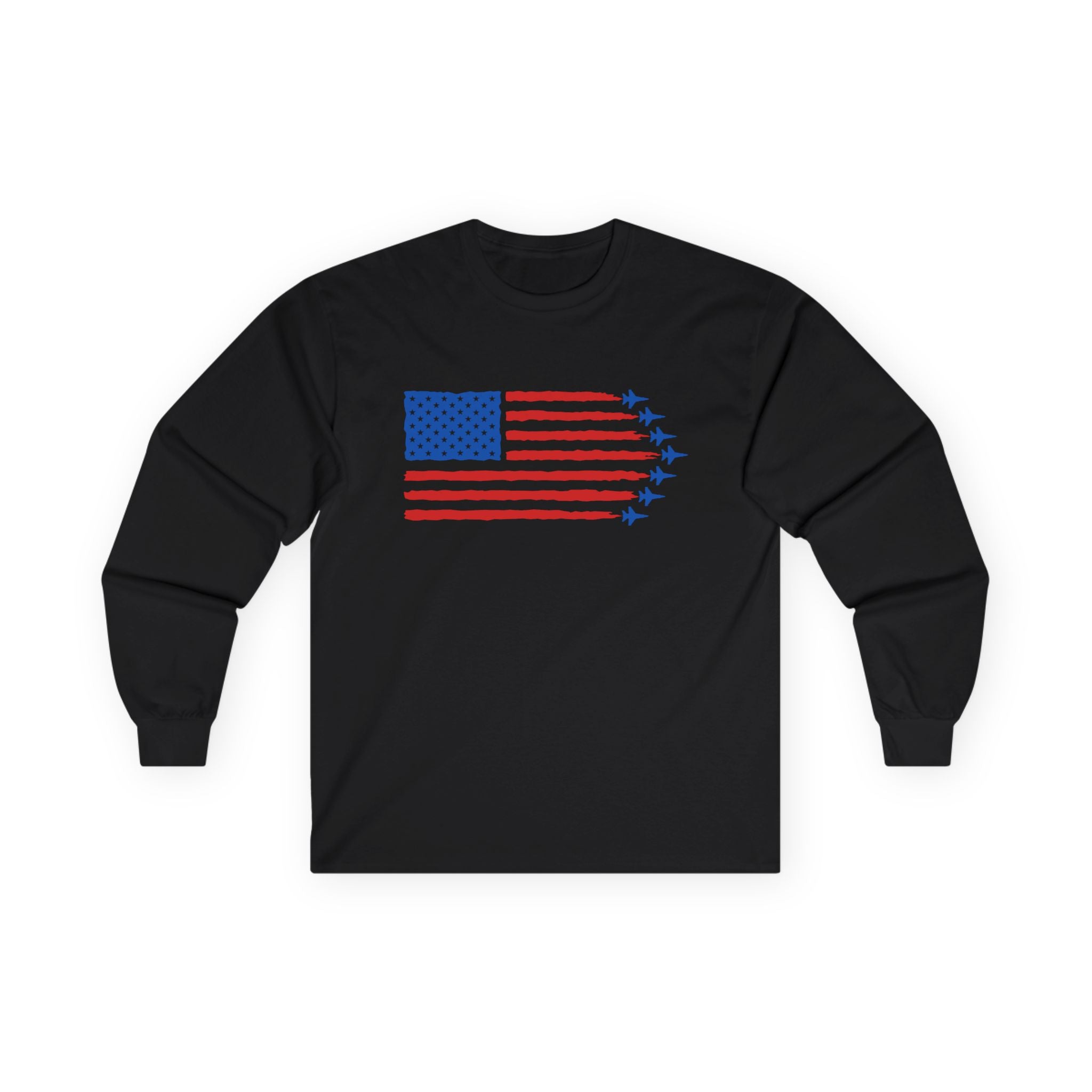 USA Jet Flag Cotton Long Sleeve Tee