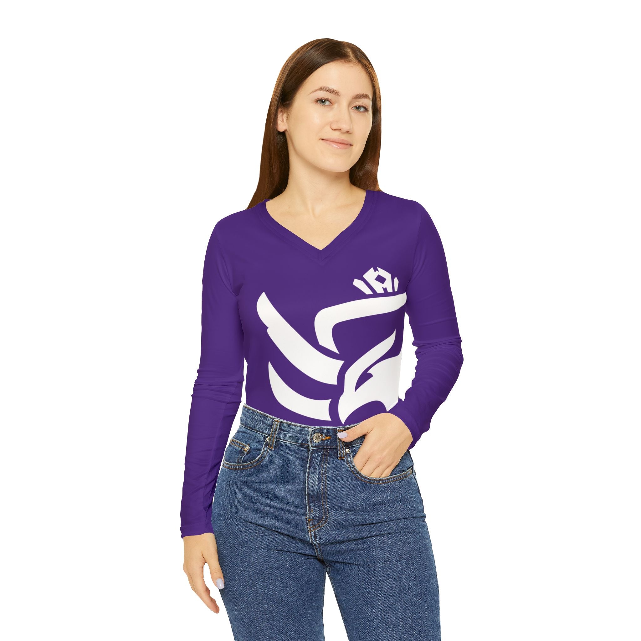 Women's Royal Sparrow Long Sleeve V-neck Shirt