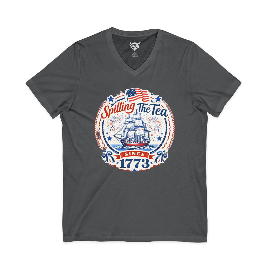 Spilling The Tea Jersey Short Sleeve V-Neck Tee