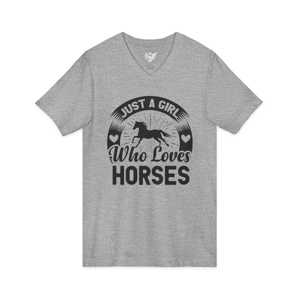 Just a Girl Who Loves Horses Jersey Short Sleeve V-Neck Tee
