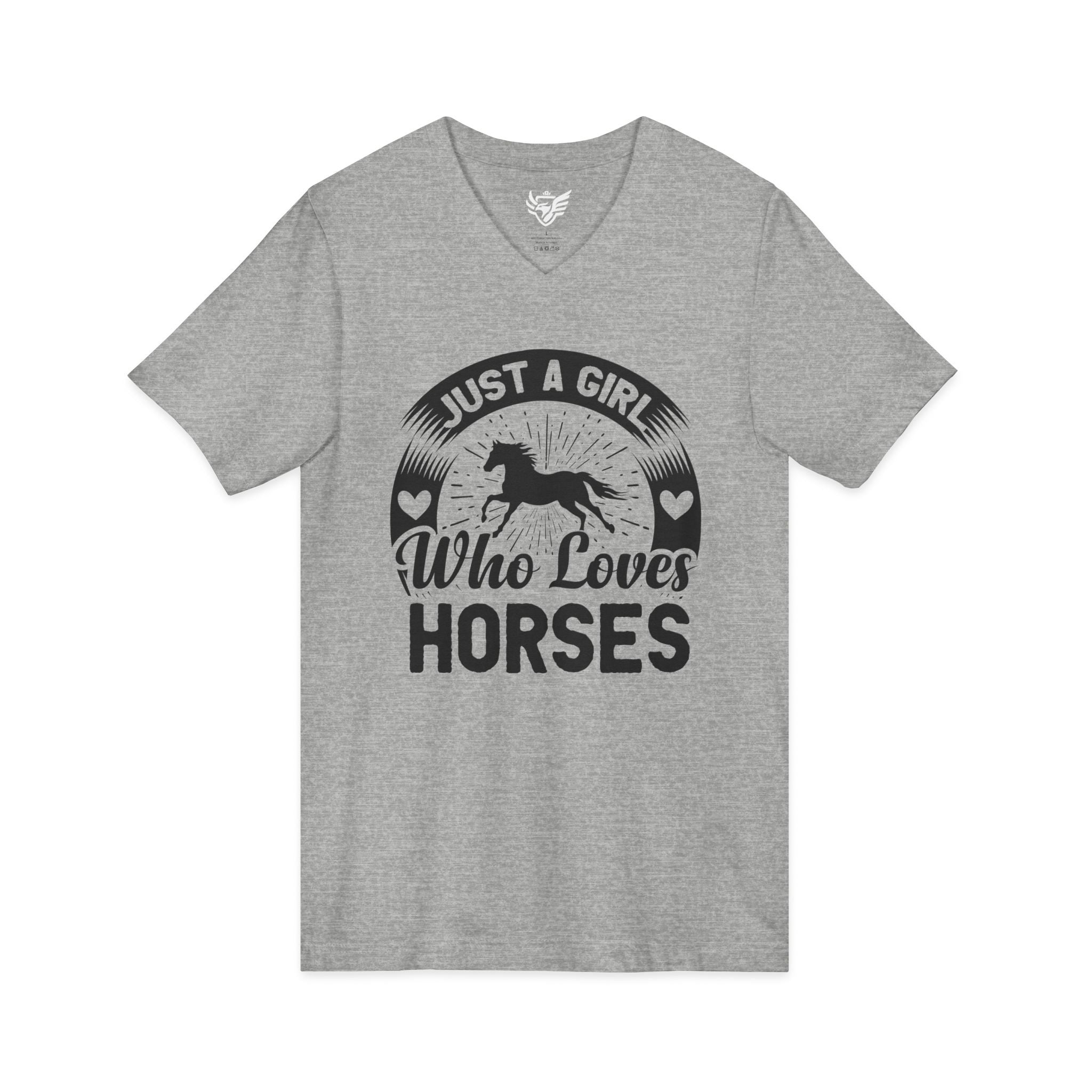 Just a Girl Who Loves Horses Jersey Short Sleeve V-Neck Tee