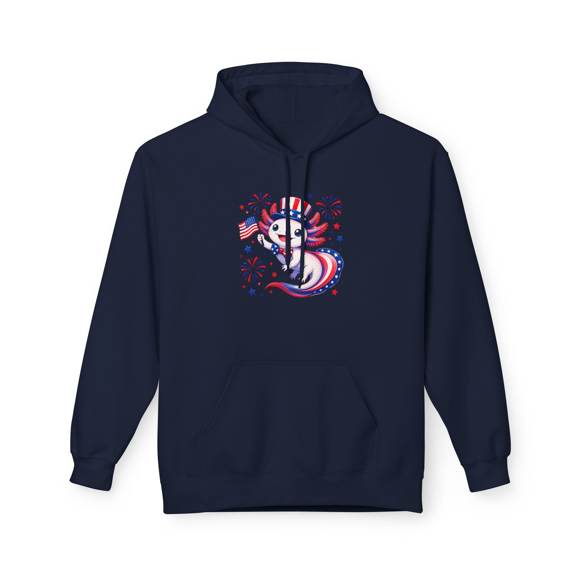 Patriotic Axolotl Midweight Softstyle Fleece Hoodie