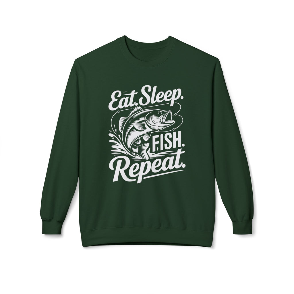 Eat Sleep Fish Repeat Midweight Softstyle Fleece Crewneck Sweatshirt