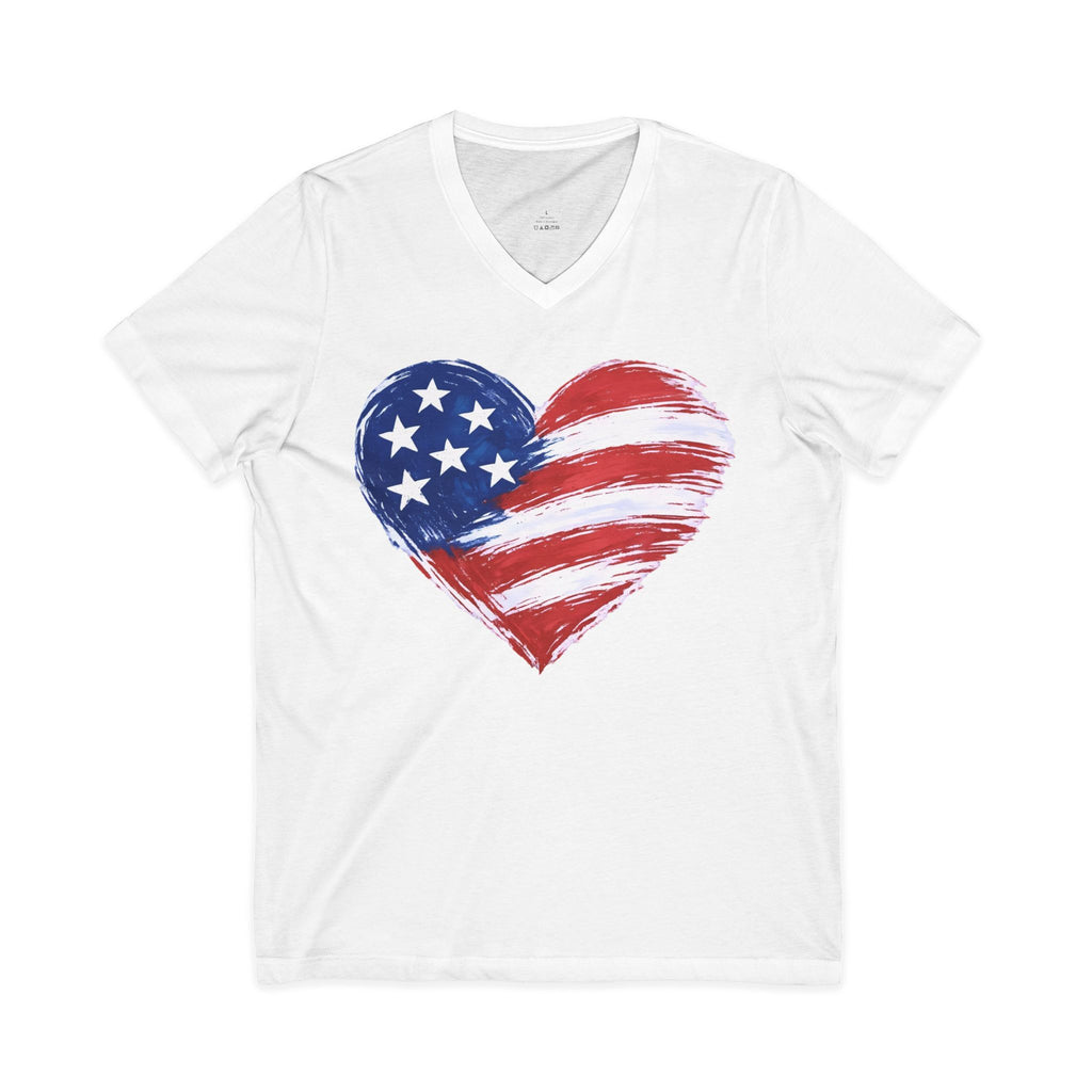 Heart Flag Jersey Short Sleeve V-Neck Tee