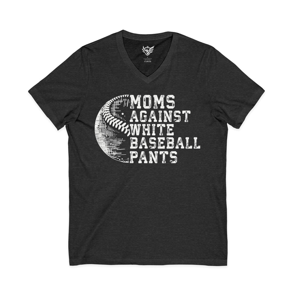 Mom's Against White Baseball Pants Jersey Short Sleeve V-Neck Tee