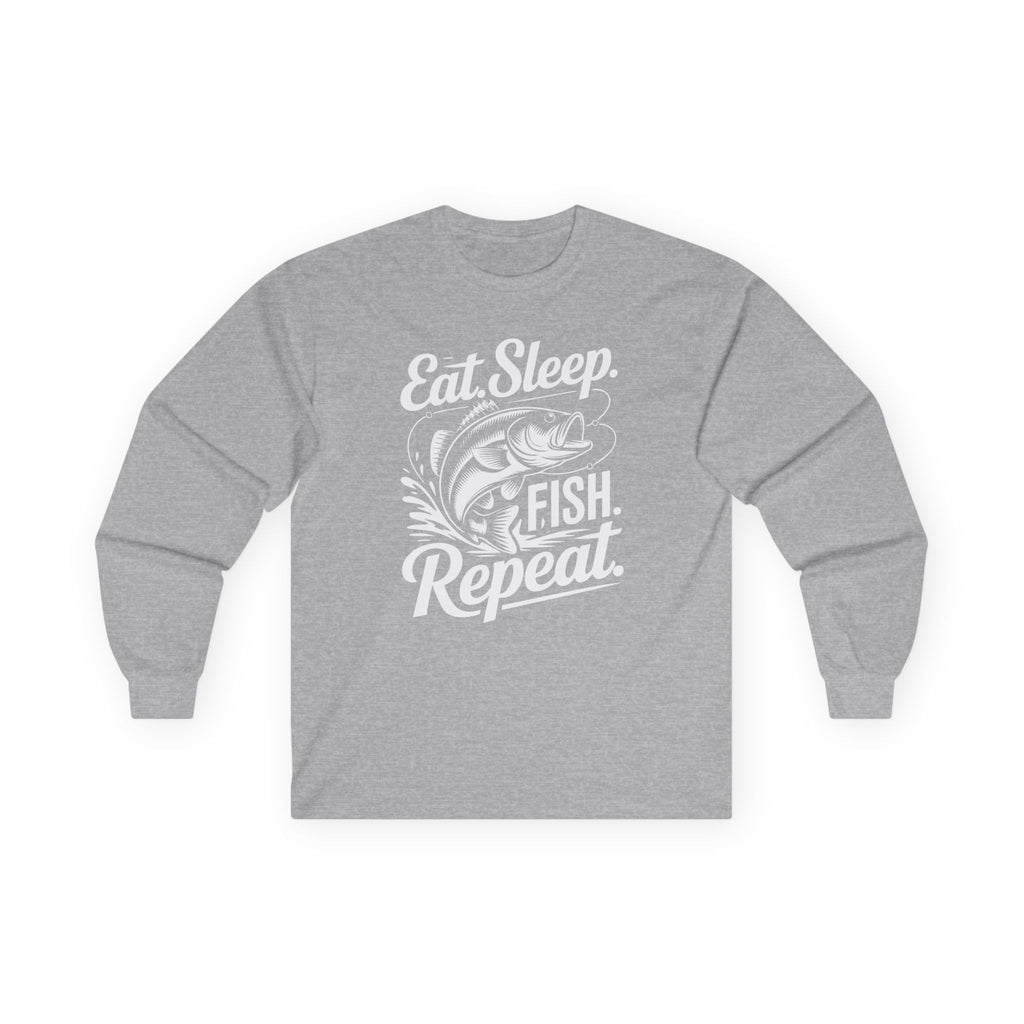 Eat Sleep Fish Repeat Cotton Long Sleeve Tee