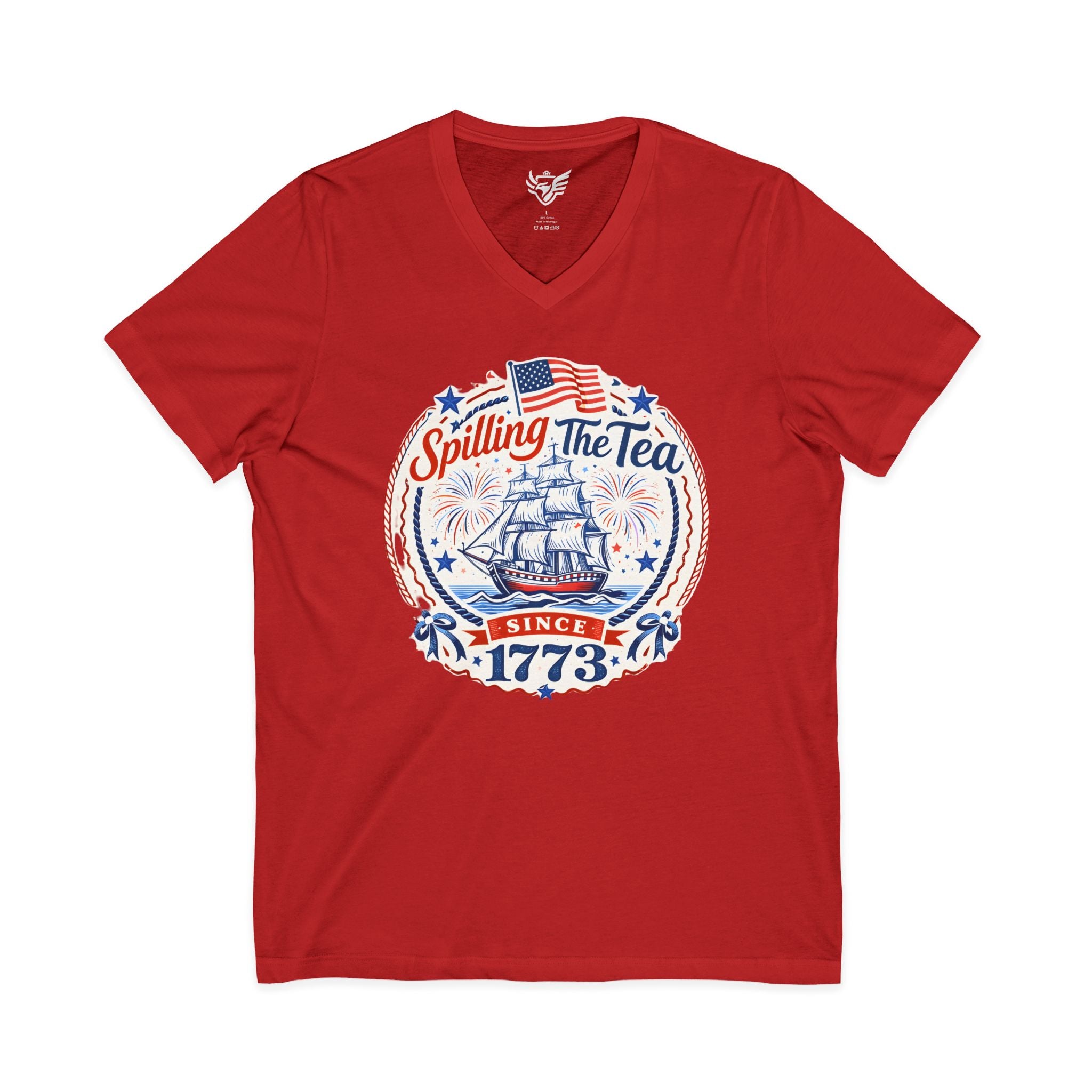 Spilling The Tea Jersey Short Sleeve V-Neck Tee
