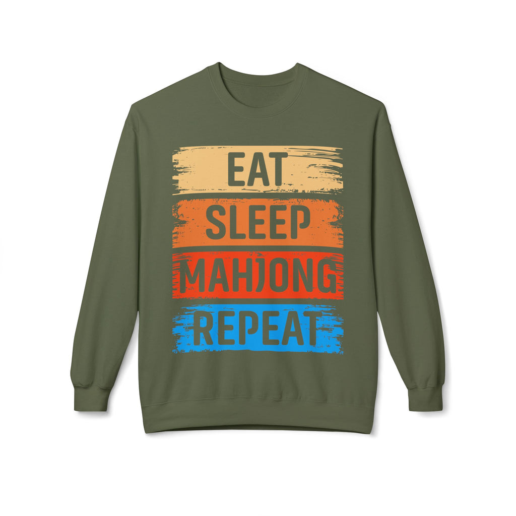 Eat Sleep Mahjong Repeat Midweight Softstyle Fleece Crewneck Sweatshirt