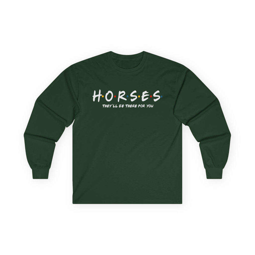 Horses, Friends Theme Cotton Long Sleeve Tee
