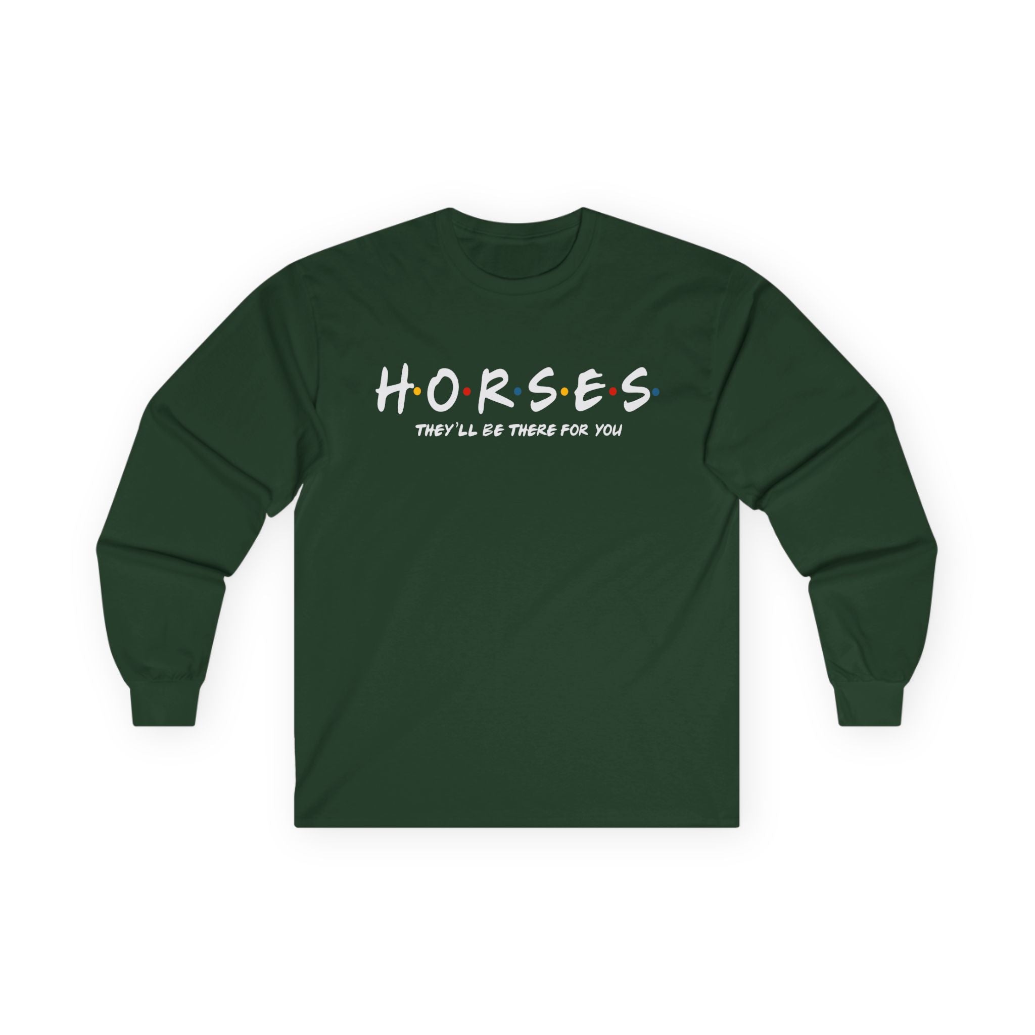 Horses, Friends Theme Cotton Long Sleeve Tee