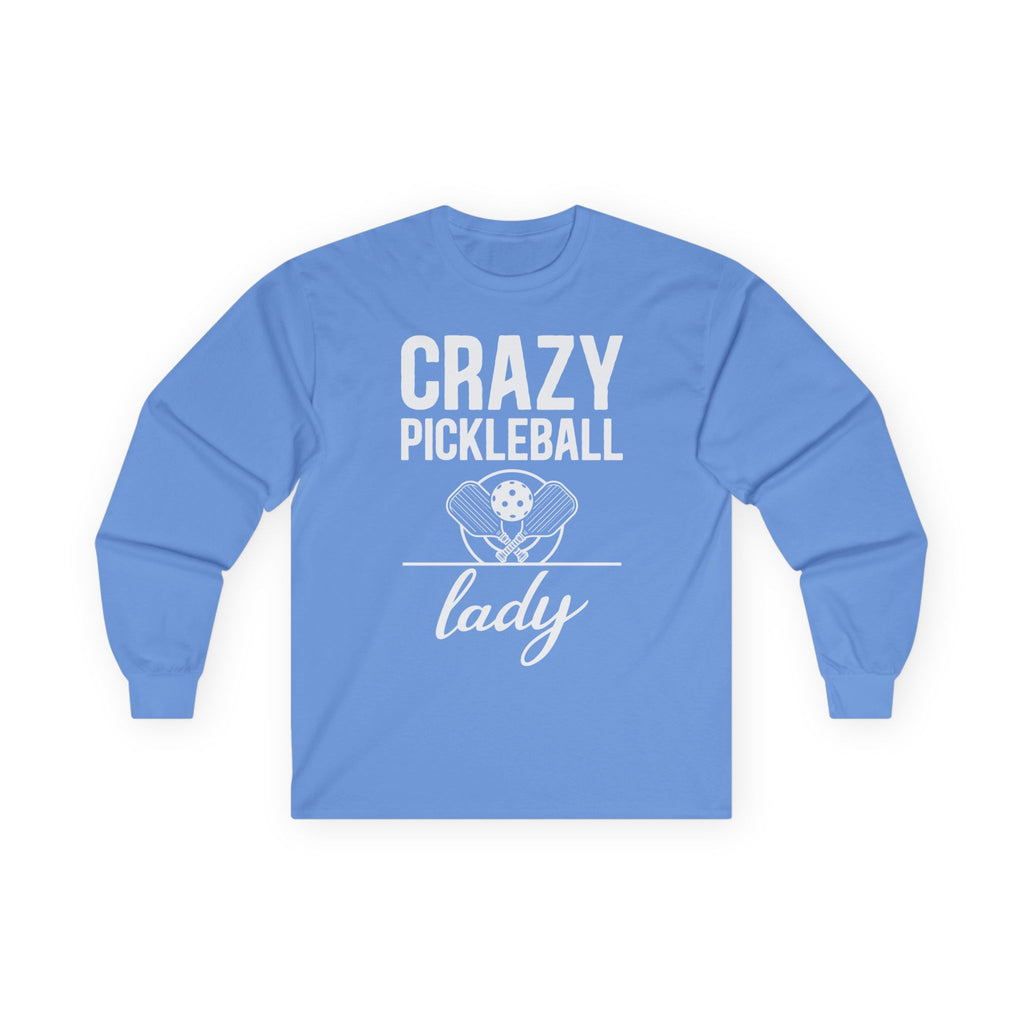 Crazy Pickleball Lady Cotton Long Sleeve Tee