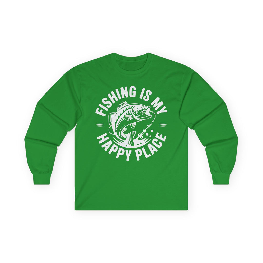 Fishing Is My Happy Place Cotton Long Sleeve Tee