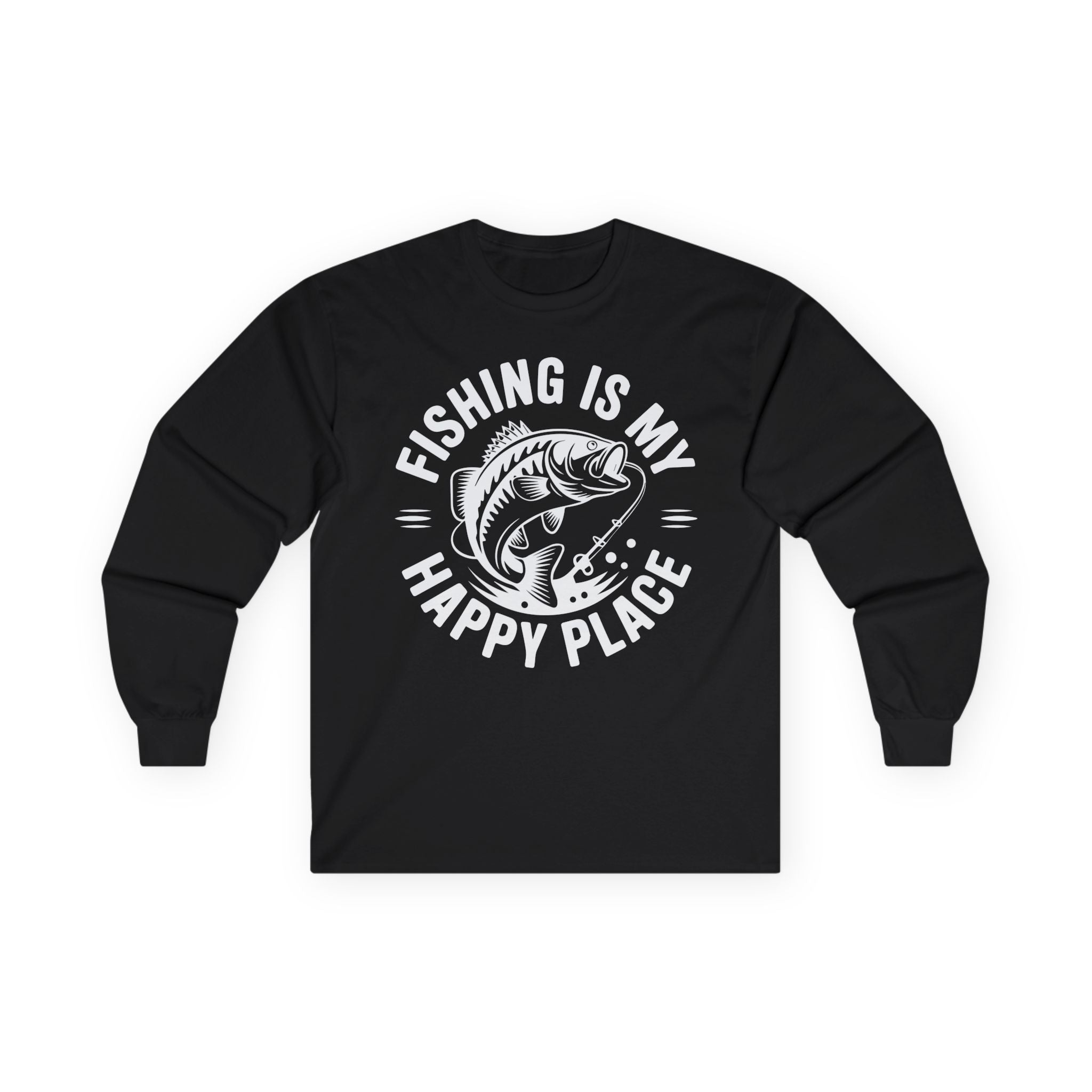 Fishing Is My Happy Place Cotton Long Sleeve Tee