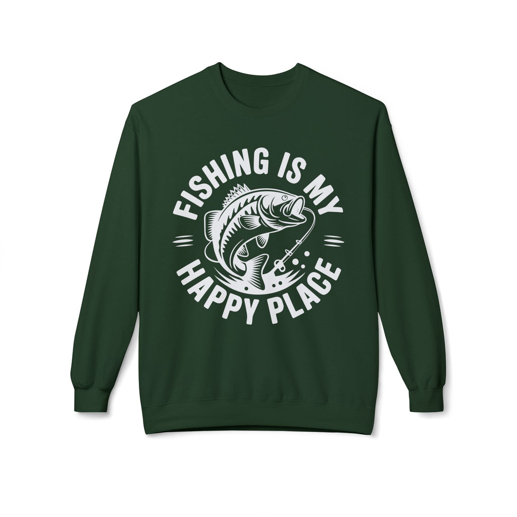 Fishing Is My Happy Place Midweight Softstyle Fleece Crewneck Sweatshirt