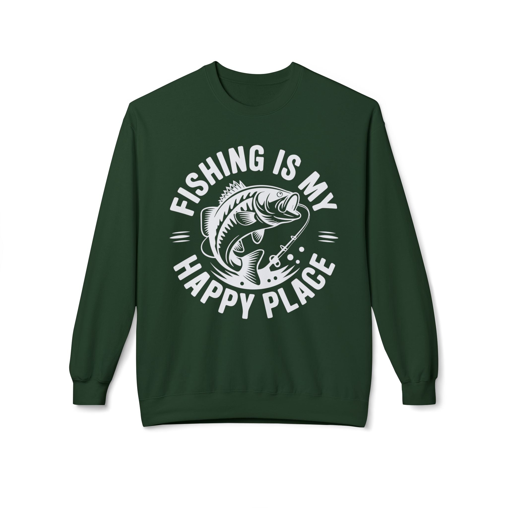 Fishing Is My Happy Place Midweight Softstyle Fleece Crewneck Sweatshirt