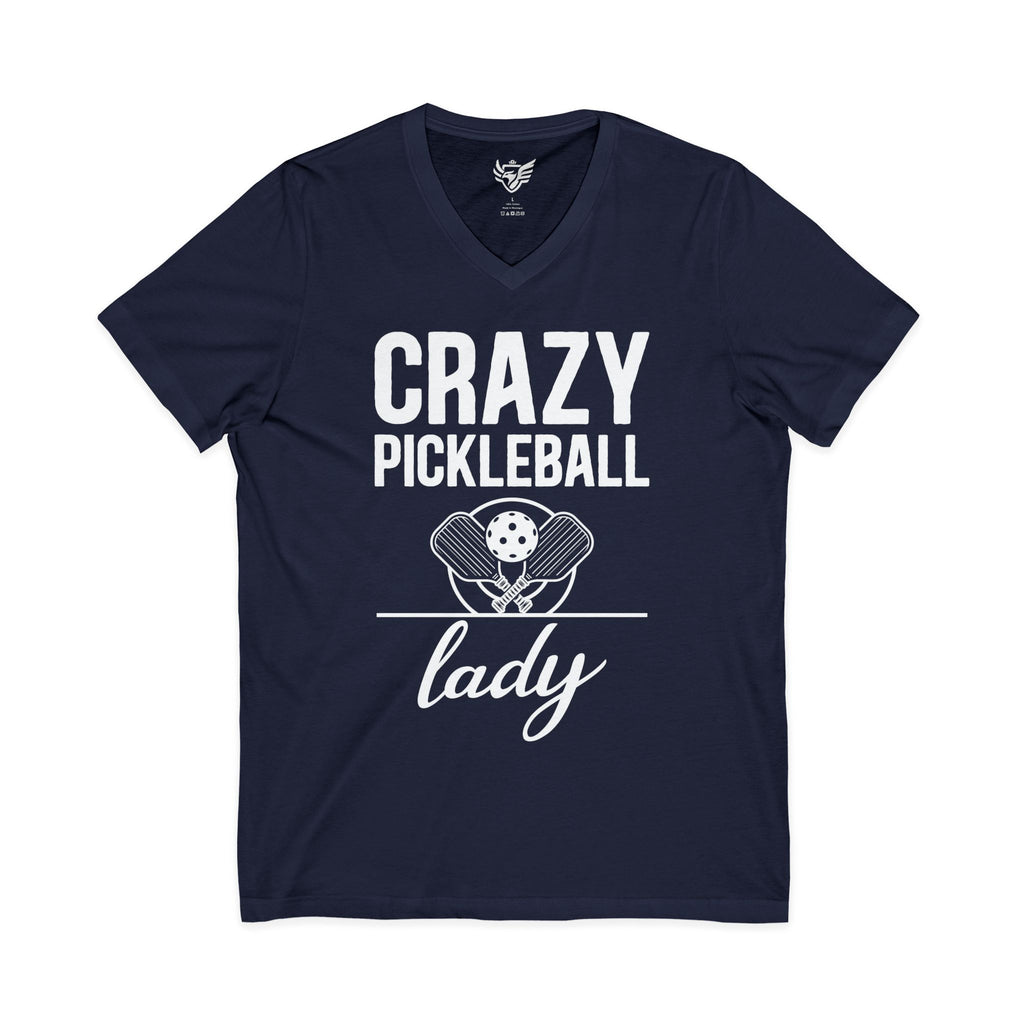 Crazy Pickleball Lady Jersey Short Sleeve V-Neck Tee