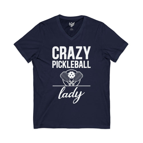 Crazy Pickleball Lady Jersey Short Sleeve V-Neck Tee