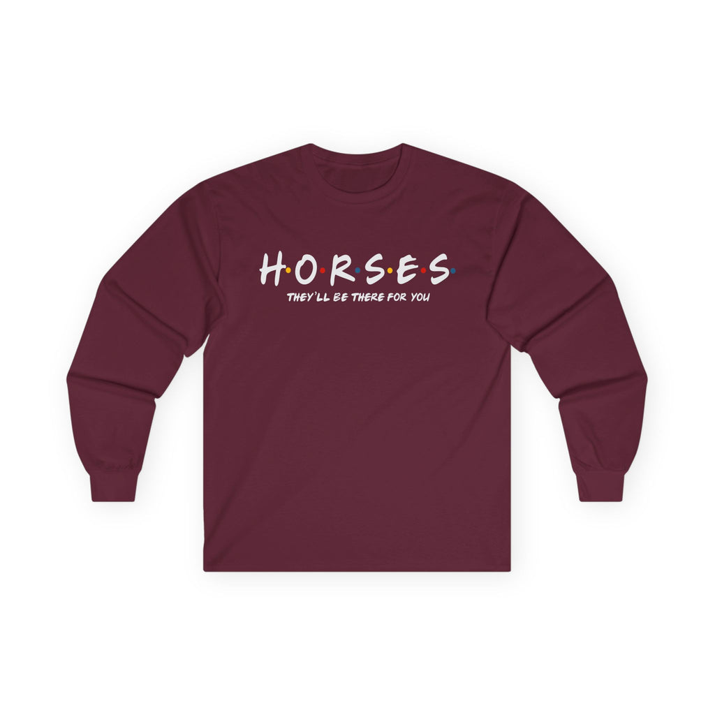Horses, Friends Theme Cotton Long Sleeve Tee