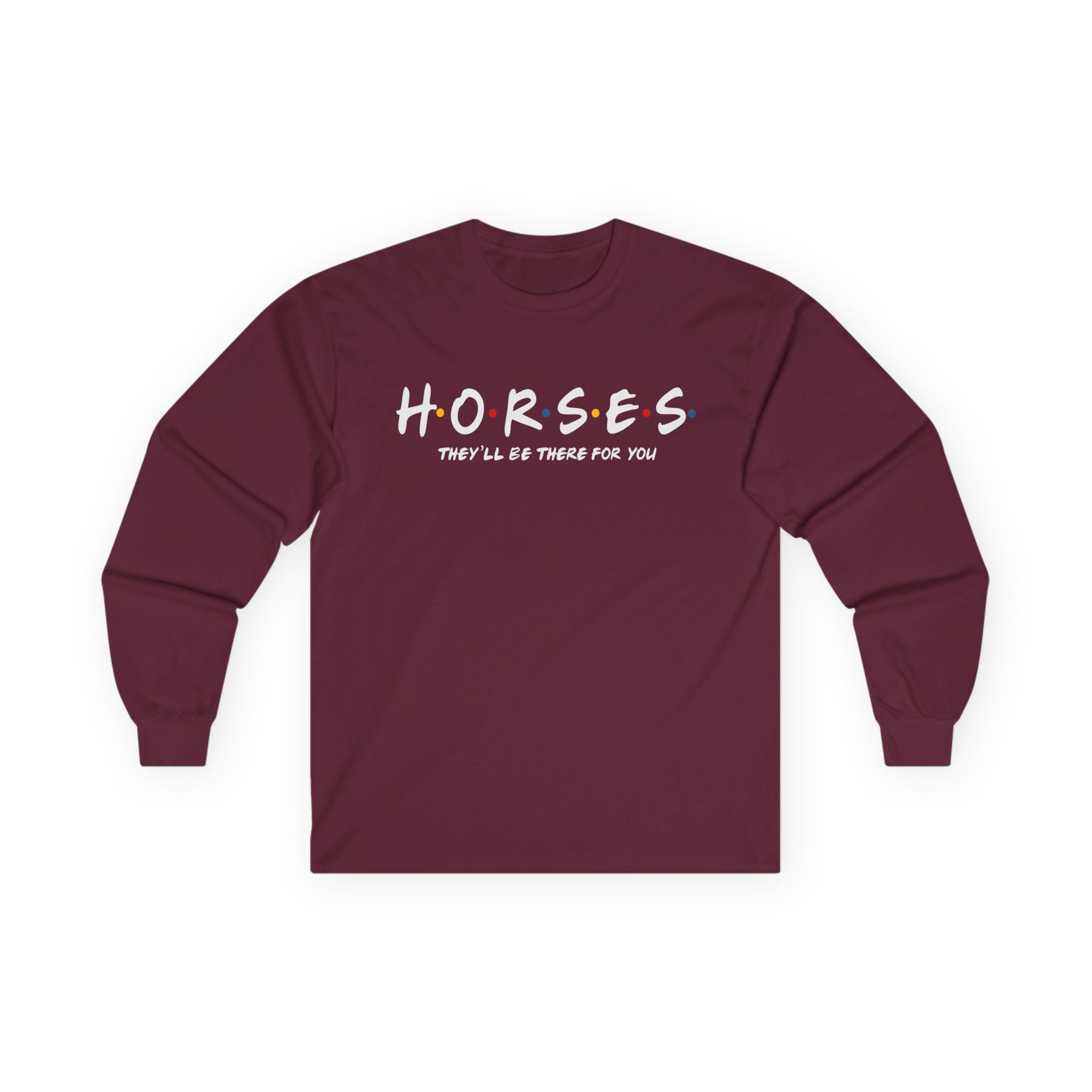 Horses, Friends Theme Cotton Long Sleeve Tee