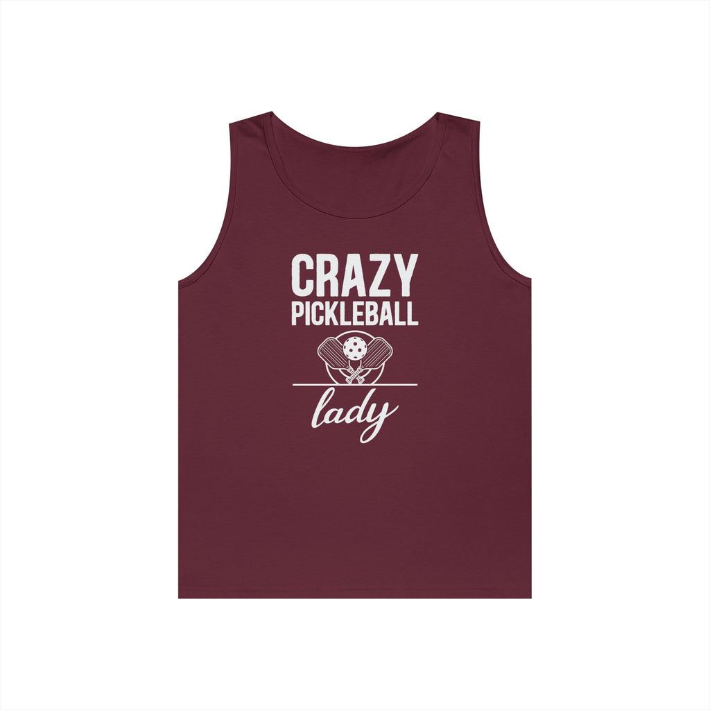 Crazy Pickleball Lady Heavy Cotton Tank Top
