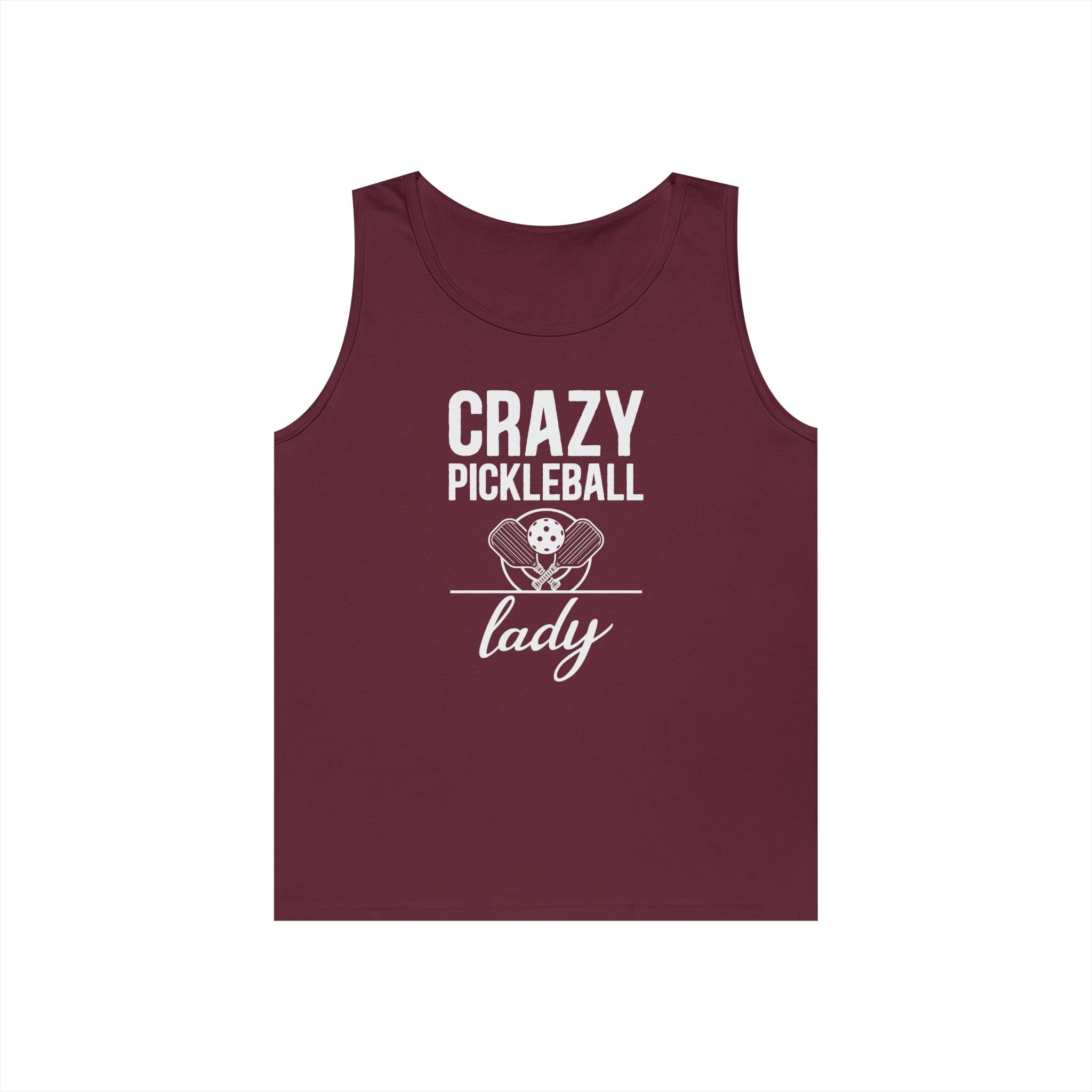 Crazy Pickleball Lady Heavy Cotton Tank Top