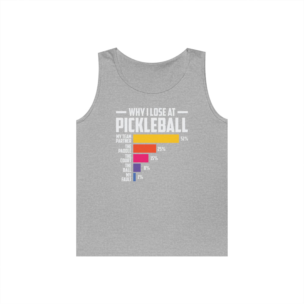 Why I Lose At Pickleball Heavy Cotton Tank Top