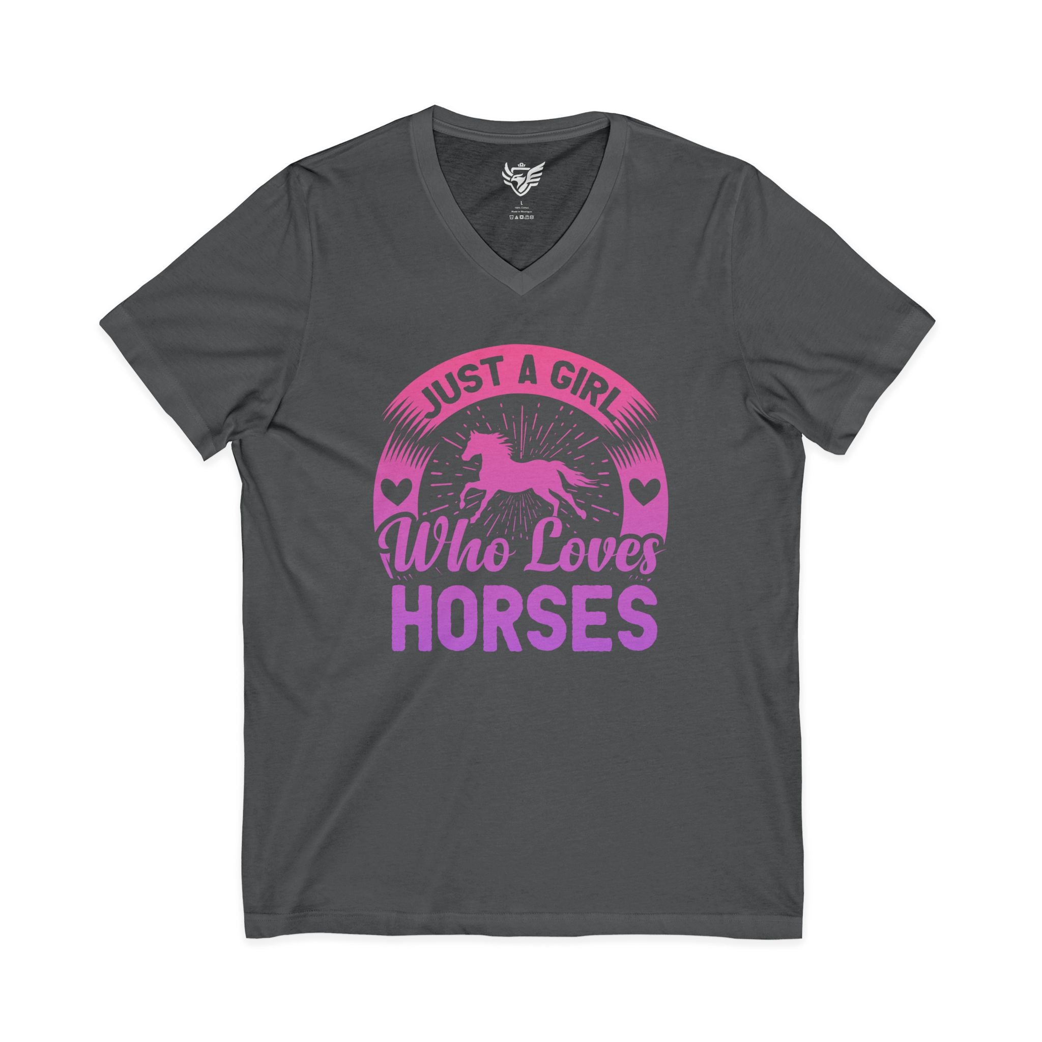 Just a Girl Who Loves Horses Jersey Short Sleeve V-Neck Tee