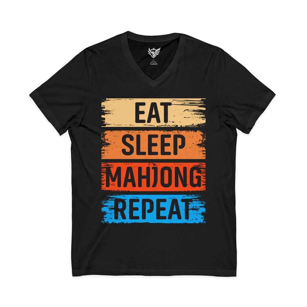 Eat Sleep Mahjong Repeat Jersey Short Sleeve V-Neck Tee