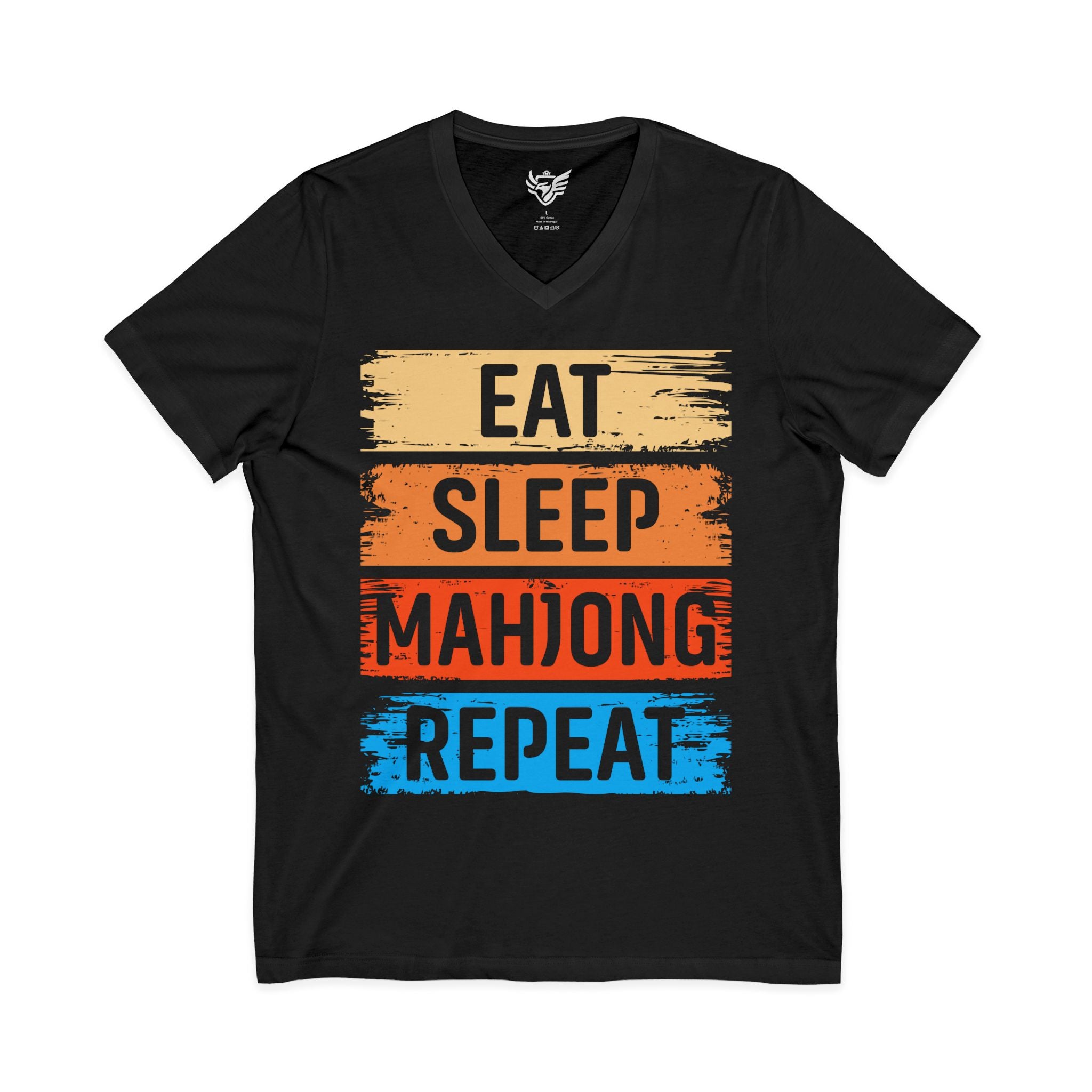 Eat Sleep Mahjong Repeat Jersey Short Sleeve V-Neck Tee