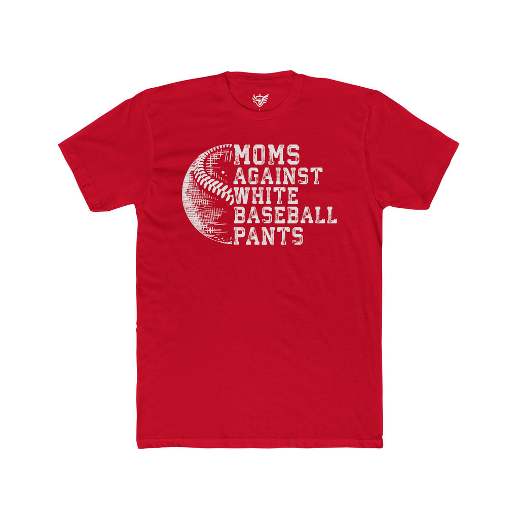 Mom's Against White Baseball Pants Cotton Crew Tee