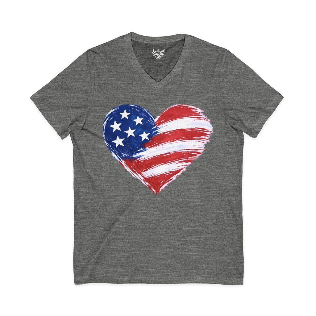 Heart Flag Jersey Short Sleeve V-Neck Tee