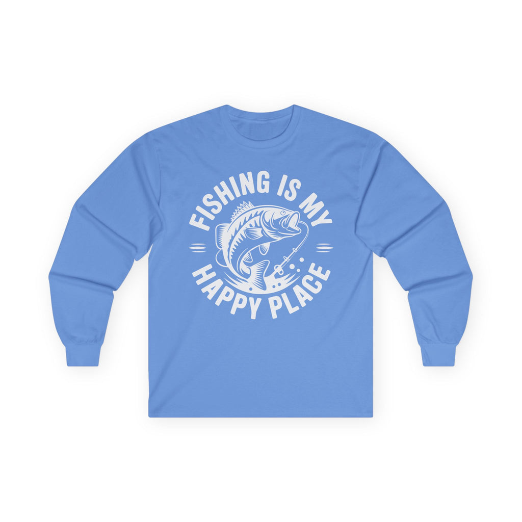Fishing Is My Happy Place Cotton Long Sleeve Tee