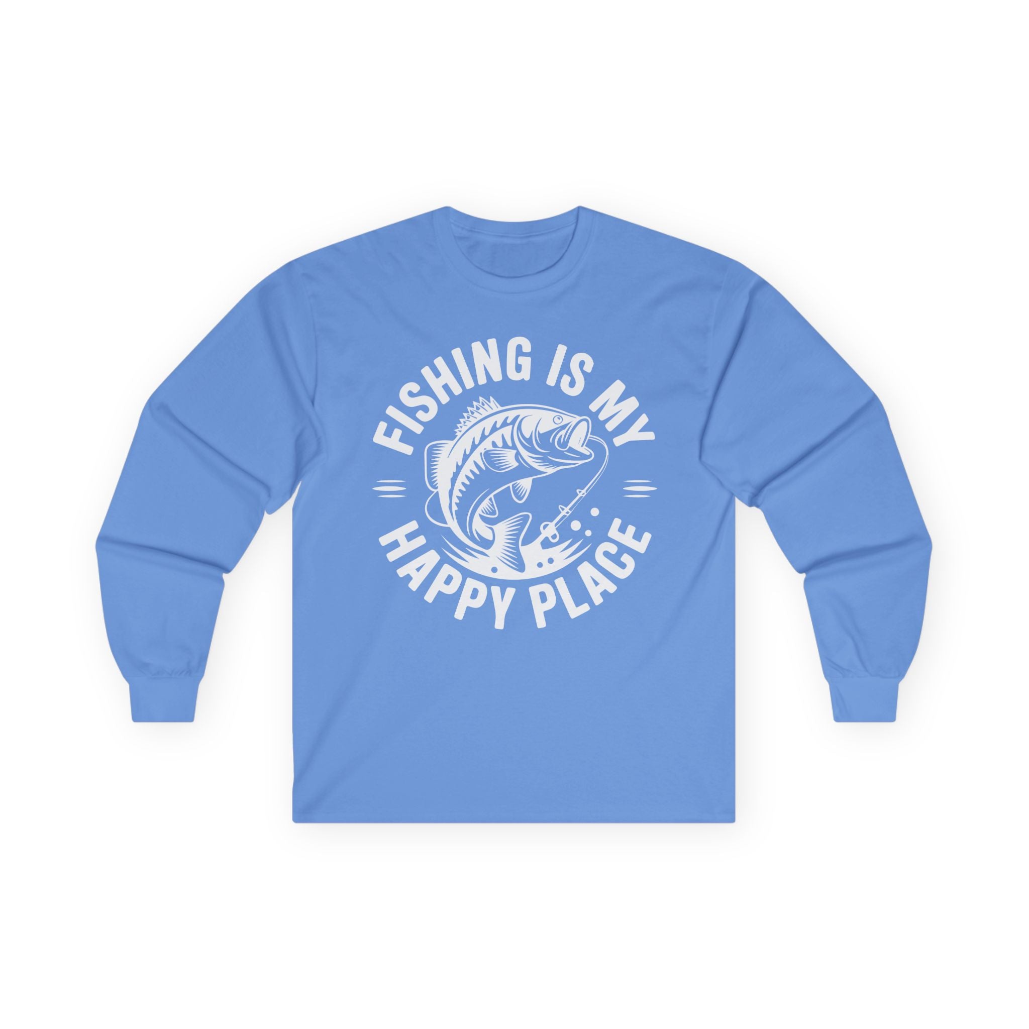 Fishing Is My Happy Place Cotton Long Sleeve Tee