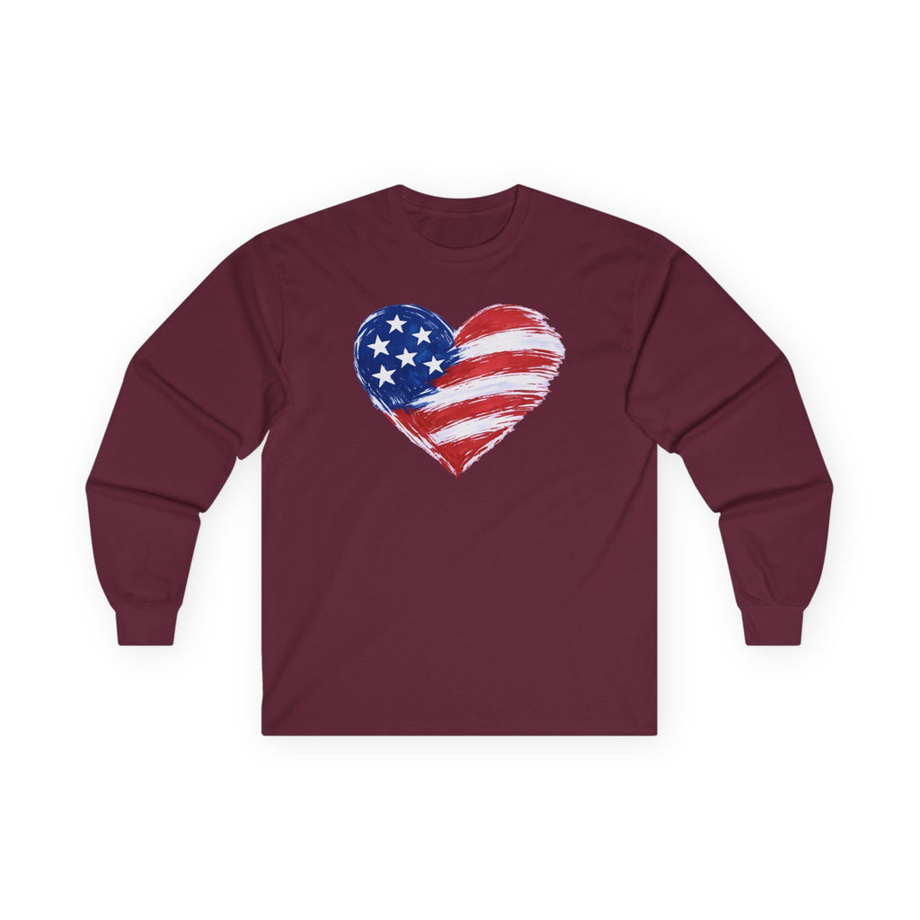 Heart Flag Cotton Long Sleeve Tee