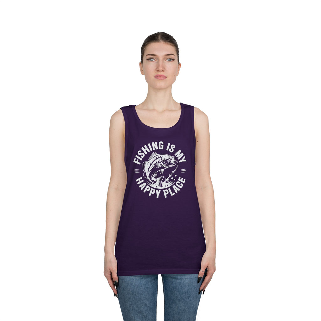Fishing Is My Happy Place Heavy Cotton Tank Top