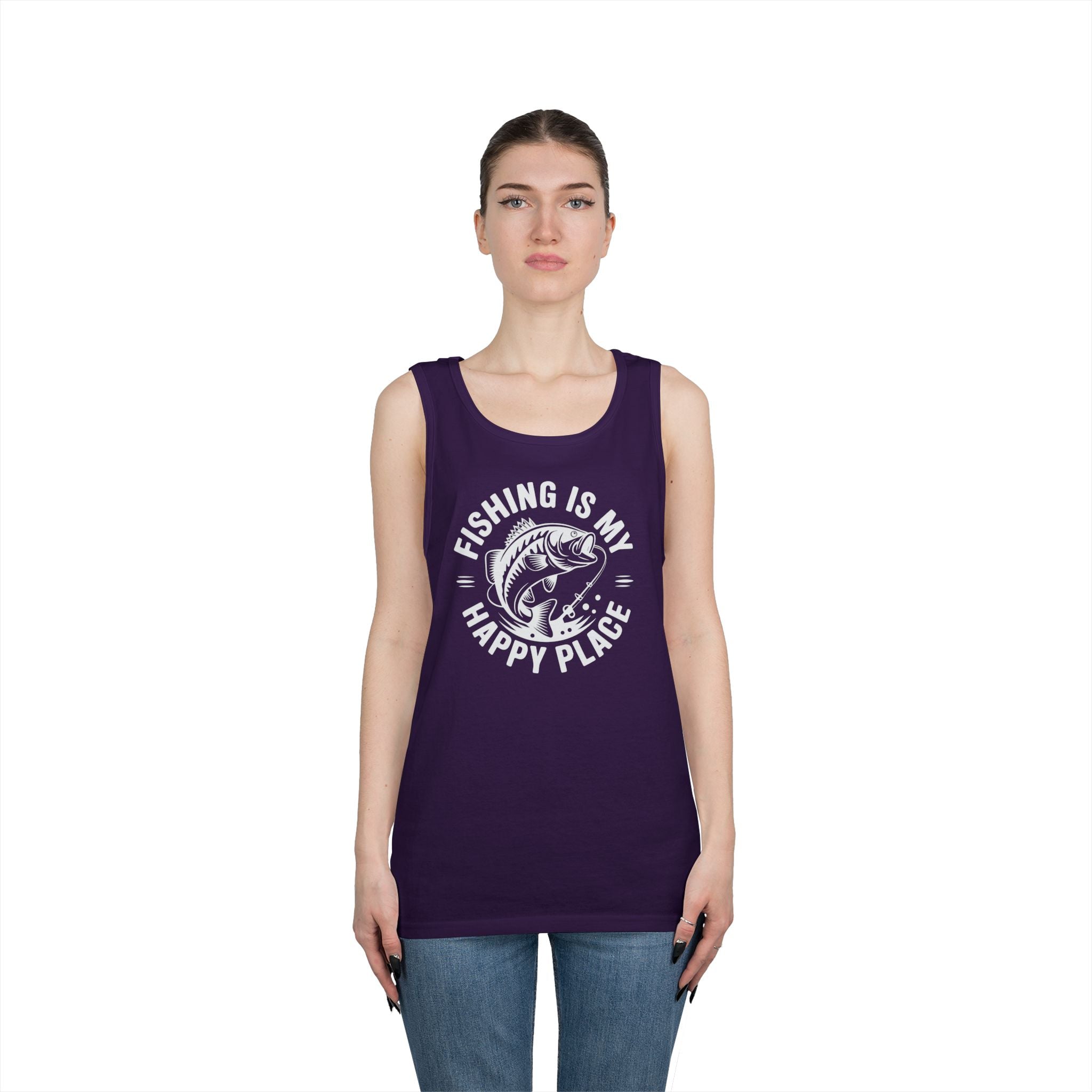 Fishing Is My Happy Place Heavy Cotton Tank Top
