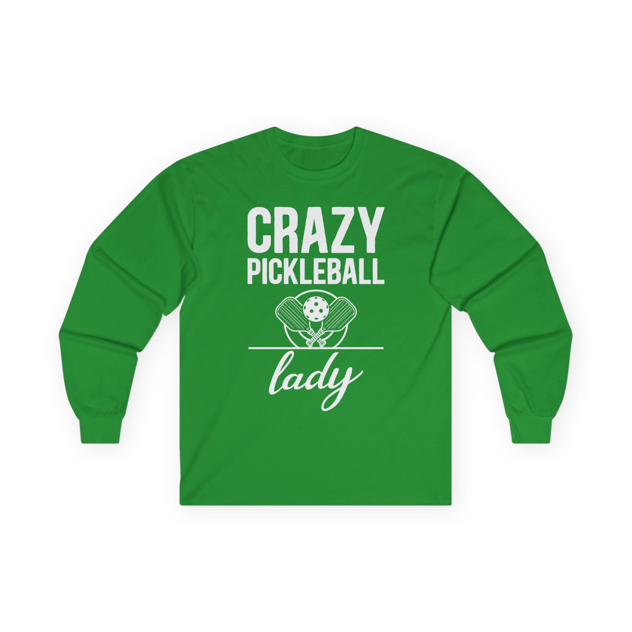 Crazy Pickleball Lady Cotton Long Sleeve Tee