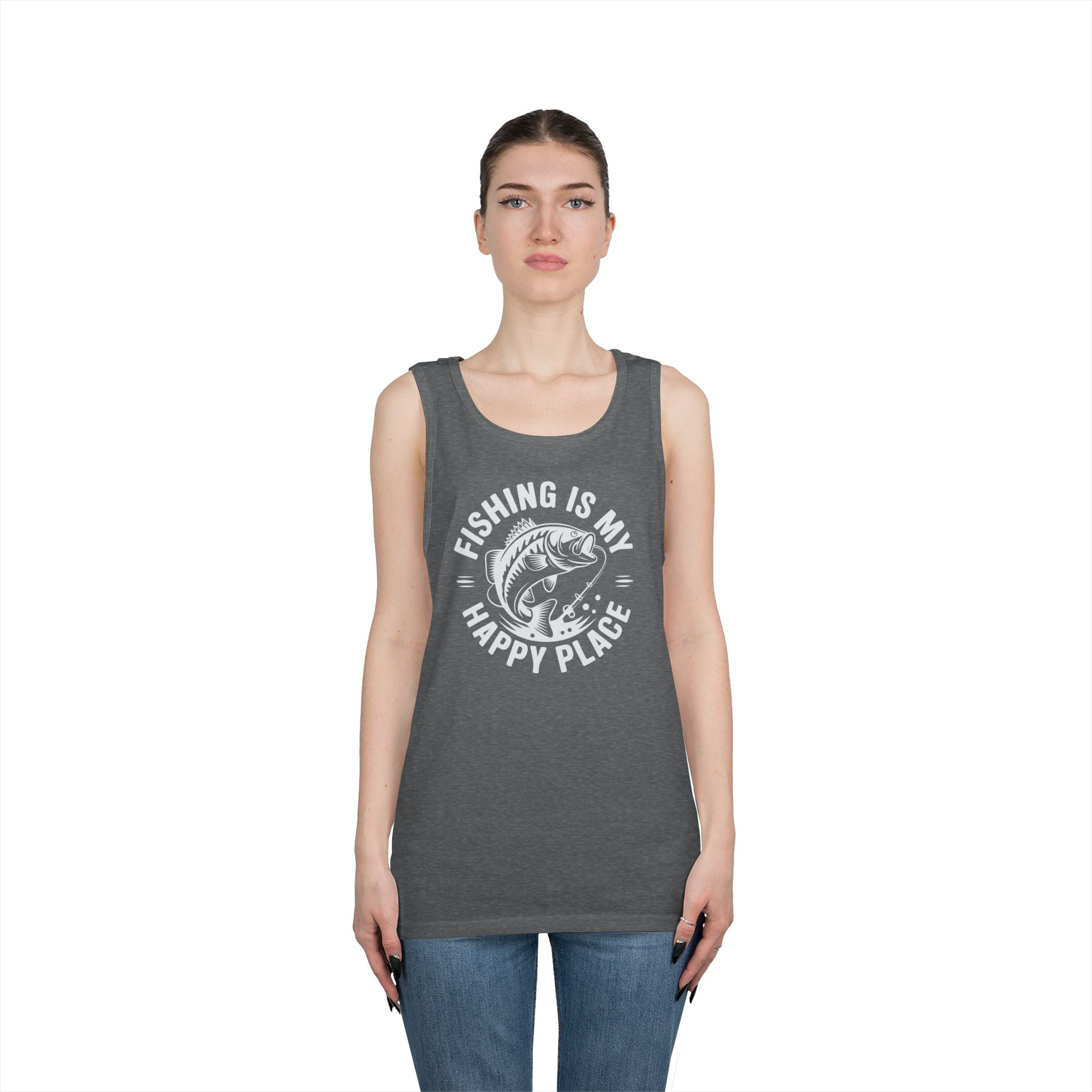 Fishing Is My Happy Place Heavy Cotton Tank Top