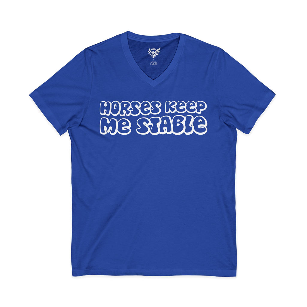 Horses Keep Me Stable Jersey Short Sleeve V-Neck Tee